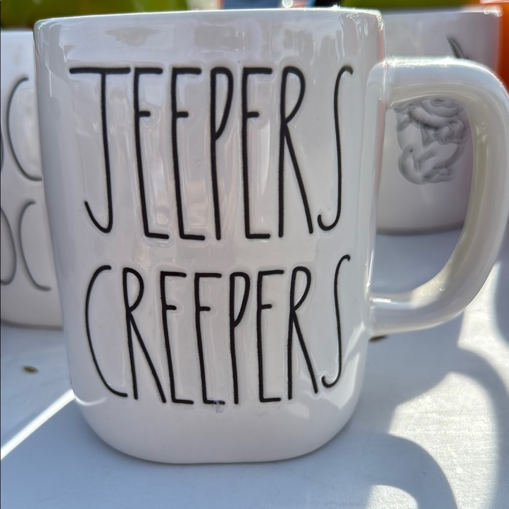 Rae Dunn White 'Jeepers Creepers' double sided Mug
